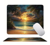 Mouse Pad Yellow Beach, Mini Gaming Mouse Pad 250x200mm, Non-Slip Rubber Base for Stable Grip on Smooth Surfaces, Improved Precision and Speed, with Anti-Fray Stitched Edges Gifts for Men s0z-126