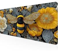 Mouse Pad Yellow Gaming Mouse Pad Bee Large Desk Mat 600x400x3mm,Work From Home Essentials Non-Slip Rubber Base Special Textured Water-Resistant Surface Wear-Resistant For Office Computer,Laptop Y1-28