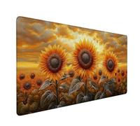 Mouse Pad Yellow Gaming Mouse Pad Sunflower Large Size Desk Mat 1400x600x3mm, Waterproof Mousepad, Non-Slip Base-Smooth Cloth Surface, Improved Precision and Speed for Home Office Gaming Room XZ-575
