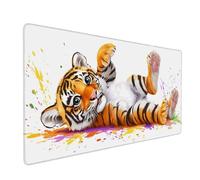 Mouse Pad Yellow Gaming Mouse Pad Tiger Large Size Desk Mat 900x500x3mm,Extended Waterproof Mousepad,Non-Slip Base-Smooth Cloth Surface,Improved Precision and Speed for Home Office Gaming Room XZ-627