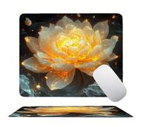 Mouse Pad Yellow Lotus, Mini Gaming Mouse Pad 220x180mm, Non-Slip Rubber Base for Stable Grip on Smooth Surfaces, Improved Precision and Speed, with Anti-Fray Stitched Edges Gifts for Men s0z-223