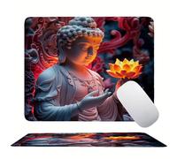 Mouse Pad Zen Lotus(2), Mini Gaming Mouse Pad 340x280mm, Non-Slip Rubber Base for Stable Grip on Smooth Surfaces, Improved Precision and Speed, with Anti-Fray Stitched Edges Gifts for Men s0z-378