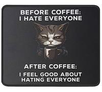 Mouse Pads Cat Before Coffee I Hate Everyone Table pad for Travel 10x12in