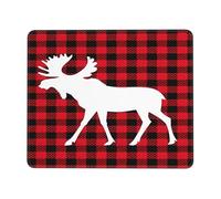 Mouse Pads Christmas Deer Moose Buffalo Plaid Mouse Mat for Office 10x12in