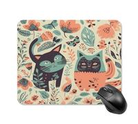 Mouse Pads for Computers Laptop Mouse Computer Catbird and Flowers Print Mouse Mat with Rubber Desktop Protection Mat 9.4"x7.9"