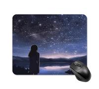 Mouse Pads for Computers Laptop Mouse Computer Girl Looking at Stars Print Mouse Mat with Rubber Desktop Protection Mat 9.4"x7.9"
