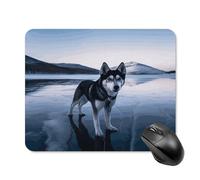 Mouse Pads for Computers Laptop Mouse Computer Husky Dog on A Frozen Lake Print Mouse Mat with Rubber Desktop Protection Mat11.8"x9.8"