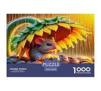 Mouse Puzzle Game for The Whole Family 1000 Piece - Mouse Sunflower Shelter Rain Warm Imaginative Gifts for Men Women Fun Present for Home70x50cm/1000pcs