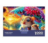 Mouse Reading 1000 Piece Jigsaw Puzzles Mice in Flowers for Adult Educational Game Home Decoration Difficult Challenging Birthday Gifts 38x26cm/1000pcs