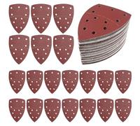 Mouse Sander Pads 20 Packs, 15 x 10 mm Sander Pads Hook and Loop, Detail Sanding Pads 100 Grit, 11 Hole Triangle Sandpaper, Palm Sander Sheets, Mouse Sandpaper for Electric Sander