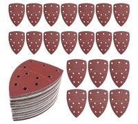 Mouse Sander Pads 20 Pieces, 11 Holes Hook and Loop Sanding Pads, 120 Grits Sandpaper for Electric Sander, Triangle Palm Detail Sander Pad, Aluminum Oxide Sanding Sheets, Sander Sheets for Metal, Wall