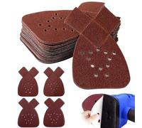 Mouse Sander Pads 40 PCS Mouse Sanding Pads Sanding Pads for Mouse Sander 12 Holes Sander Pads Assorted 60 80 120 180 Grits with Extra 2 Tips Detail Sander Paper for Woodworking Furniture Repair