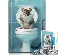 Mouse Sitting on The Toilet Puzzles for Adults Teens 1000 Pieces,Help The Brain Exercise Addictive Toys to Cultivate Patience Great Gift 38x26cm