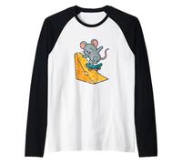 Mouse Skate Cheese Ramp Cartoon Raglan Baseball Tee