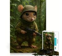 Mouse Soldier in Jungle 1000 Piece Jigsaw Puzzles for Adults Memory Gain Peaceful Time Design Assembly Premium Gift (50x75cm)