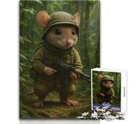 Mouse Soldier in Jungle Jigsaw Puzzle 1000 Cognitive Development Fun Game Special Thoughtful Celebration Present Size 50x75cm
