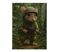 Mouse Soldier in Jungle Themed Wooden Jigsaw Puzzle for Adults, 500 PCS