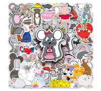 Mouse Stickers 50 Pcs Cute Cartoon Animals Sticker for Laptop Water Bottle Phone Guitar Car Skateboard Luggage Computer Bike,Waterproof Funny Mouse Stickers for Girls Teens Kids
