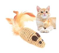 Mouse Toys, Mouse Toys for Cats - Rattle Sound Rope Mouse Toy for Cats, Interactive Feather Toy for Cats, Elastic Cat Toy, Squeaky Mouse, Cat Toy for Trouble