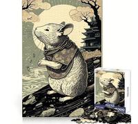 Mouse Ukiyo E Japan China Jigsaw Puzzles for Adults 1000 Piece Logic Boost Toy Group Joy Premium Edge Bday Surprise (38x26cm)