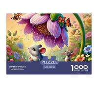 Mouse Under Flower Recycled Paper Adult Jigsaws 1000 Pieces - Tiny Squirrel Dream Forest Scenery Impossible Hard Difficult Challenging Family Game52x38cm/1000pcs