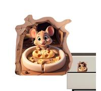Mouse Wall Decal Cute Pattern, The Mouse is Happily Eating Cheese