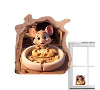 Mouse Wall Sticker | 11 x 10 cm Decor For Girls Bedroom,Cute Decorative Accessories | Stickers Cute Pattern Of Mouse Eating Cheese On Any Smooth, Window, Locker, Wall, Car