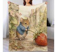 Mouse with Strawberry Throw Blanket Warm Fleece Couch Throw bed blanket