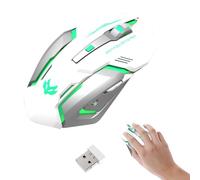 Mousee Wireless Mousee for Rechargeable PC, Breathable LED Light Features | Ergonomic Wireless USB Mousee with 6 Silent Buttons, Ideal for Gamers Who Use PC, Lapt