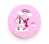 Mousehouse Gifts - Kids Working Wooden Wall Clock, Handcrafted Children's Clock for Boys' and Girls' Bedrooms - Unicorn Theme