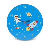 Mousehouse Gifts - Kids Working Wooden Wall Clock, Handcrafted Children's Clock for Boys' and Girls' Bedrooms - Space Theme