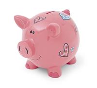 Mousehouse Gifts - Large Patterned Pig Piggy Bank Money Box for Girls, Children & Adults (Pink With Hearts)