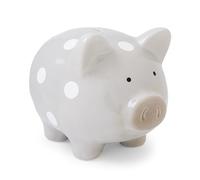 Mousehouse Gifts - Large Spotty Pig Piggy Bank Money Box for Girls, Children & Adults - Pink Grey and Blue (Grey)