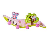 Mousehouse Gifts - Pink Owl Themed Coat Hooks for Girls, Wooden Wall Pegs for Nursery or Bedroom