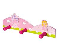 Mousehouse Gifts - Pink Princess Triple Coat Hook Wall Hanger, Wooden Door Hooks for Children's Nursery or Bedroom (Pink Princess)