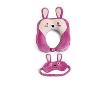 Mousehouse Gifts - Rabbit Memory Foam Travel Pillow & Eye Mask Set, Plush Neck Support for Kids' Comfort