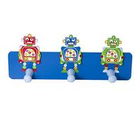 Mousehouse Gifts - Robot Themed Triple Coat Hook for Easy Storage, Wooden Wall Hooks for Children's Bedrooms and Nurseries