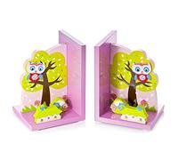Mousehouse Gifts - Wooden Children's Bookends, Charming Pink Owl Kids' Room Decor for Boys & Girls