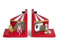 Mousehouse Gifts - Wooden Children's Bookends, Charming Red Circus Kids' Room Decor for Boys & Girls