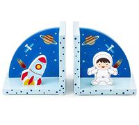 Mousehouse Gifts Wooden Children's Bookends for Boys or Girls Nursery or Bedroom (Blue Rocket)