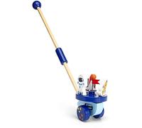 Mousehouse Gifts - Wooden Push Along Space Rocket, Colourful Pull Along Walker for Baby Boys and Girls
