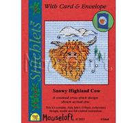 Mouseloft Counted Cross Stitch Christmas Card Kit - Snowy Highland Cow - Includes Card and Envelope