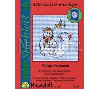 Mouseloft Counted Cross Stitch Christmas Card Kit - Village Snowman - Includes Card and Envelope
