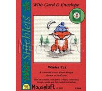 Mouseloft Counted Cross Stitch Christmas Card Kit - Winter Fox - Includes Card and Envelope
