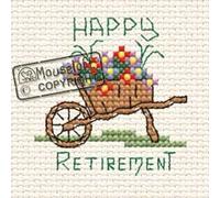 Mouseloft cross stitchlet card Happy Retirement