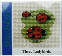 Mouseloft Mini counted Cross Stitch kit - Three ladybirds