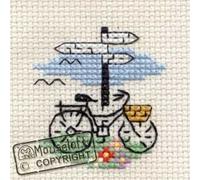 Mouseloft Mini Cross Stitch Kit - Bicycle and Signpost, Stitchlets Collection