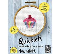 Mouseloft Mini Cross Stitch Kit - Cupcake, Quicklets Collection With 3" Wooden Frame & No Backstitch