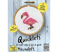 Mouseloft Mini Cross Stitch Kit - Flamingo, Quicklets Collection With 3" Wooden Frame & No Backstitch