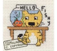 Mouseloft Mini Cross Stitch Kit - Hello Fishy, Biscuit the Cat Collection